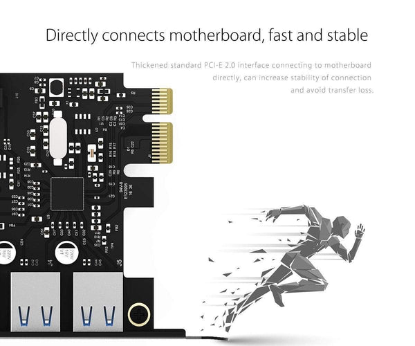 Planet Gates USB 3.0 PCI-E Expansion Card 5 Ports Hub Adapter External Controller Express Card with 4-pin Power Connector Cord