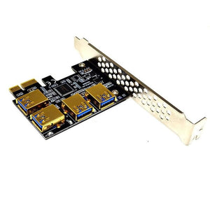Planet Gates USB 3.0 PCI-E Express 1x to 16x Riser Card Adapter PCIE 1 to 4 Slot PCIe Port Multiplier Card for BTC Bitcoin Miner Mining