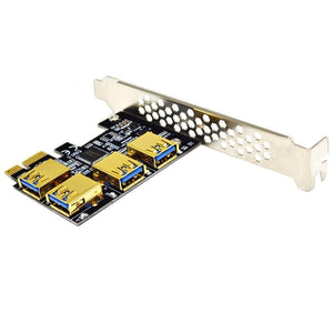 Planet Gates USB 3.0 PCI-E Express 1x to 16x Riser Card Adapter PCIE 1 to 4 Slot PCIe Port Multiplier Card for BTC Bitcoin Miner Mining