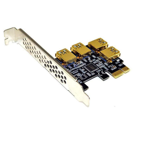 Planet Gates USB 3.0 PCI-E Express 1x to 16x Riser Card Adapter PCIE 1 to 4 Slot PCIe Port Multiplier Card for BTC Bitcoin Miner Mining