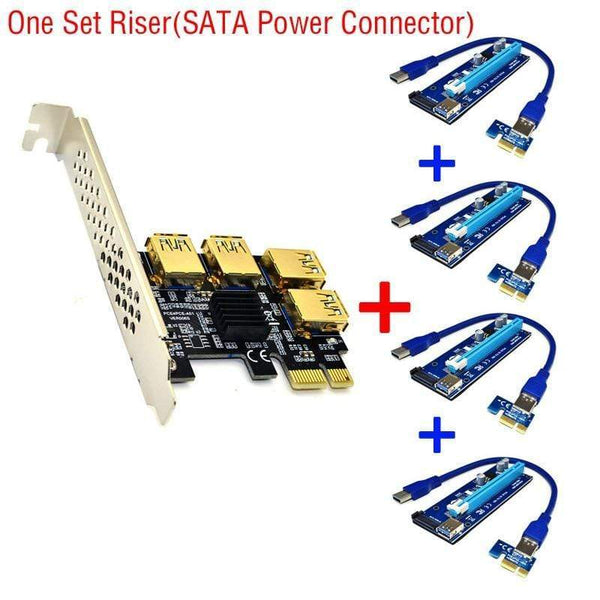 Planet Gates USB 3.0 PCI-E Express 1x to 16x Riser Card Adapter PCIE 1 to 4 Slot PCIe Port Multiplier Card for BTC Bitcoin Miner Mining