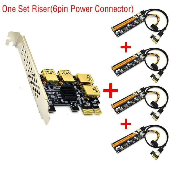 Planet Gates USB 3.0 PCI-E Express 1x to 16x Riser Card Adapter PCIE 1 to 4 Slot PCIe Port Multiplier Card for BTC Bitcoin Miner Mining