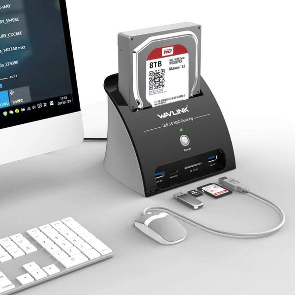 USB 3.0 SATA HDD Docking Station with Card Reader Slot SATA Hard Drive External Enclosure case for 2.5/3.5 inch HDD SSD
