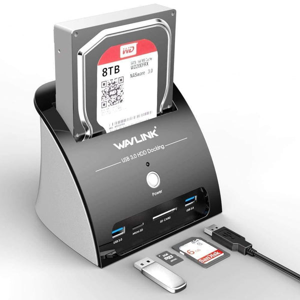 USB 3.0 SATA HDD Docking Station with Card Reader Slot SATA Hard Drive External Enclosure case for 2.5/3.5 inch HDD SSD