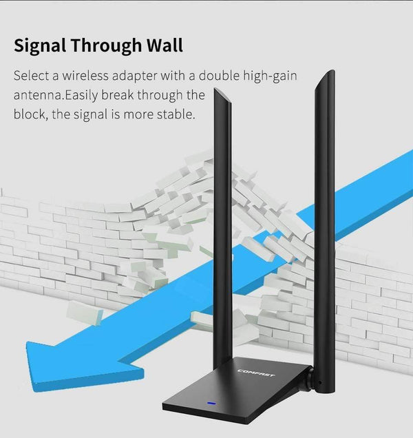 Planet Gates USB 3.0 Wireless Wifi Adapter Dual Band 2.4+5 GHz 150 -1300 Mbps 802.11AC 802.11 a/b/n/g/ac with 2*6dbi Wi fi Antennas