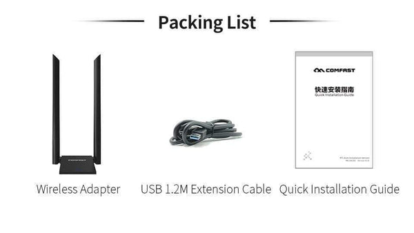 Planet Gates USB 3.0 Wireless Wifi Adapter Dual Band 2.4+5 GHz 150 -1300 Mbps 802.11AC 802.11 a/b/n/g/ac with 2*6dbi Wi fi Antennas