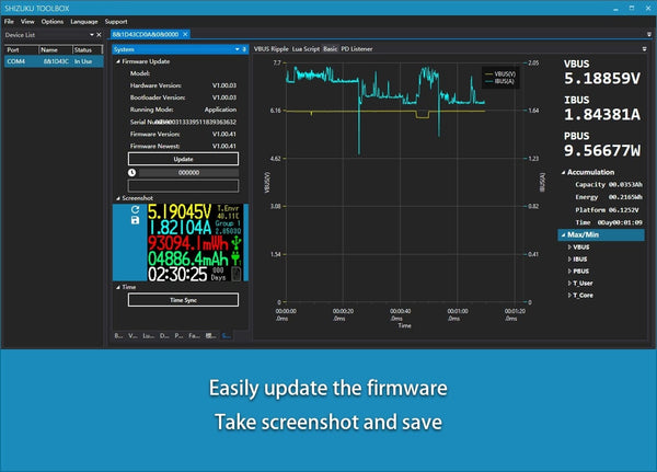Planet Gates USB 3.1 Power Meter Tester Digital Multimeter Current Tester Voltage Detector Lua interpreter integrated DC 26V 6A AVHzY CT3