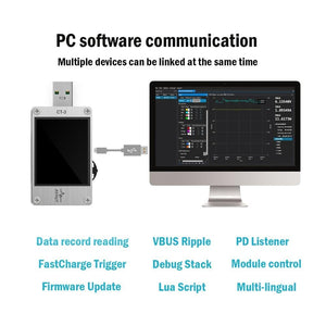 Planet Gates USB 3.1 Power Meter Tester Digital Multimeter Current Tester Voltage Detector Lua interpreter integrated DC 26V 6A AVHzY CT3