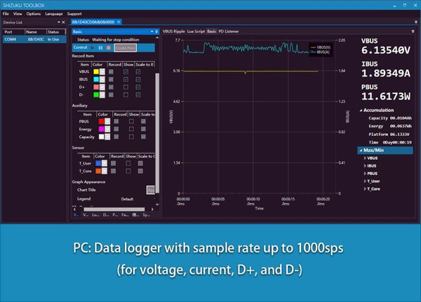 Planet Gates USB 3.1 Power Meter Tester Digital Multimeter Current Tester Voltage Detector Lua interpreter integrated DC 26V 6A AVHzY CT3