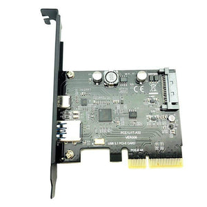 Planet Gates USB 3.1 Type C PCIe Expansion Card PCI-E to USB3.1 GEN 2 10Gbps USB Type-C + USB3.0 Type A Riser Card PCI Express x4 USB Adapter