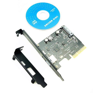 Planet Gates USB 3.1 Type C PCIe Expansion Card PCI-E to USB3.1 GEN 2 10Gbps USB Type-C + USB3.0 Type A Riser Card PCI Express x4 USB Adapter