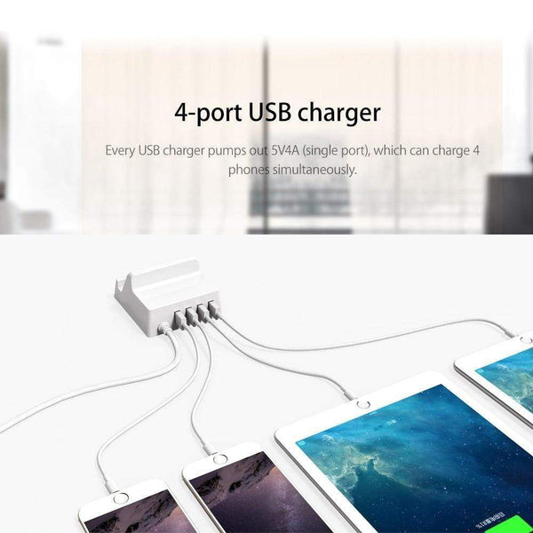 Planet Gates USB Charger Holder ORICO 4 Ports Desktop Smart Charger with Phone / Tablet Mount for Samsung iphone Power Bank - (CHK-4U)