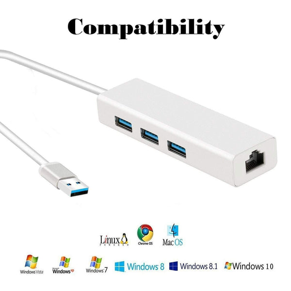 Planet Gates USB Ethernet Adapter 3 Ports USB 3.0 Hub USB to Rj45 1000Mbps Lan Network Card