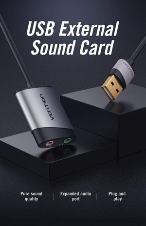 Planet Gates USB External Sound Card USB to 3.5mm Audio Adapter USB to Earphone Microphone for Macbook Computer Laptop PS4 Sound Card