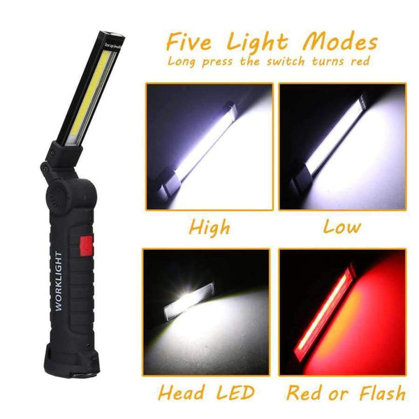 Planet Gates USB Rechargeable 5 Mode COB Flashlight LED Working Light Magnetic COB Torch Lanterna Hanging Hook Lamp Outdoor Camping