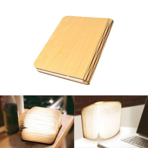 Planet Gates USB Rechargeable LED Foldable Wooden Book Shape Desk Lamp Nightlight Booklight for Home Decor Warm White Light Drop Shipping