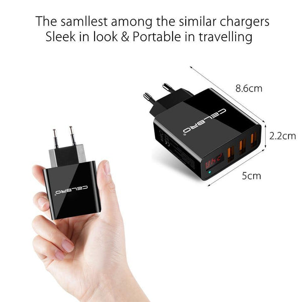 Planet Gates Usb Wall Charger 3 Port 3.4a Led Display Universal Travel Charger Adapter For Mobile Phone Iphone Xiaomi Ipad Us Eu Plug