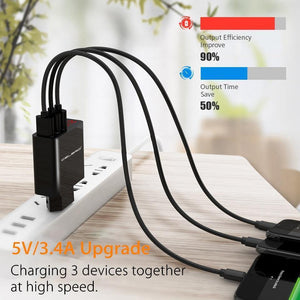 Planet Gates Usb Wall Charger 3 Port 3.4a Led Display Universal Travel Charger Adapter For Mobile Phone Iphone Xiaomi Ipad Us Eu Plug