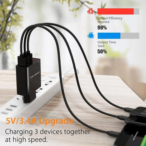 Planet Gates Usb Wall Charger 3 Port 3.4a Led Display Universal Travel Charger Adapter For Mobile Phone Iphone Xiaomi Ipad Us Eu Plug