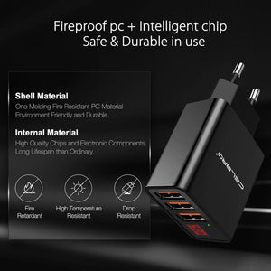 Planet Gates Usb Wall Charger 3 Port 3.4a Led Display Universal Travel Charger Adapter For Mobile Phone Iphone Xiaomi Ipad Us Eu Plug