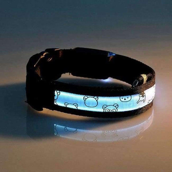 Planet Gates USB White / S Dog Collar Nylon Creative Printing Style Night Lighting LED Flashing Growing Pet Dog Necklace Collar Luminous Pet Products