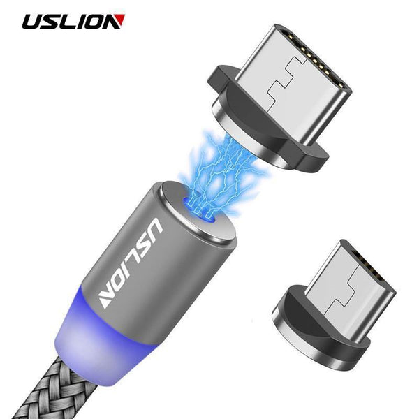 Planet Gates USLION 1M 2A LED Magnetic Cable For Micro USB Type C Phone Cable for Xiaomi POCOPHONE F1 Samsung S9 Charge Magnet Plug Charger
