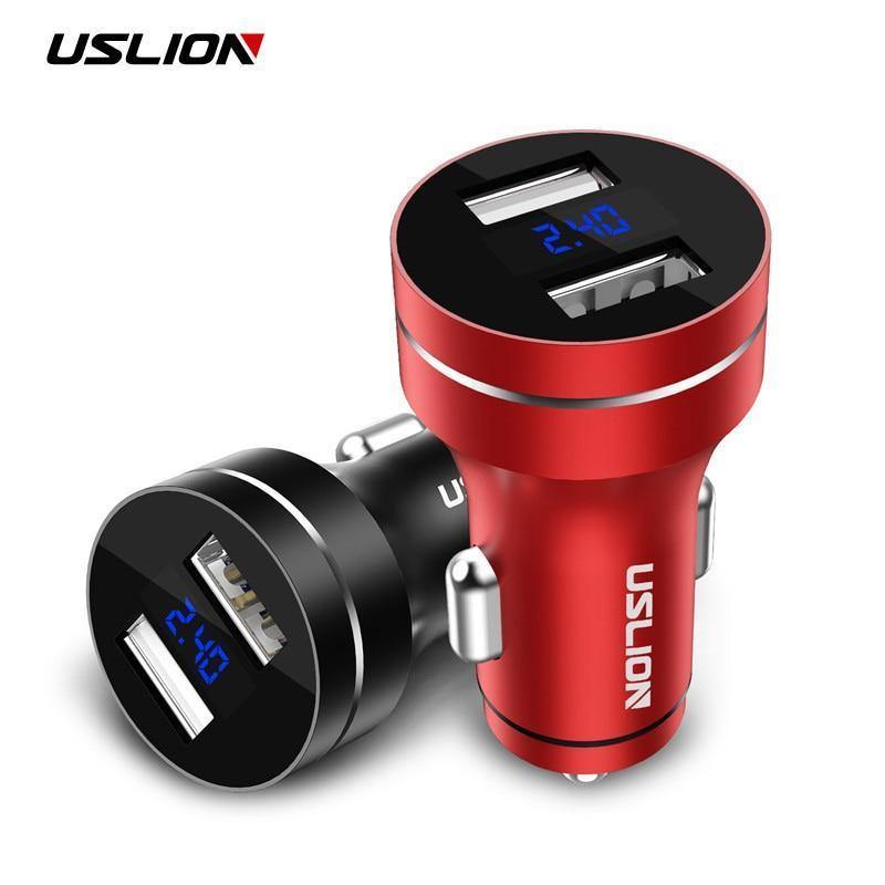 Planet Gates USLION 2.4A Dual USB Car Charger For Mobile Phone Tablet GPS LED Display Charger USB Car Phone Charger Adapter in Car Charge