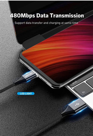 Planet Gates USLION 3A Magnetic Cable USB Type C Micro USB Cable for Samsung Xiaomi Huawei 1M Fast Charging USB C Phone Magnet Charger Cabo