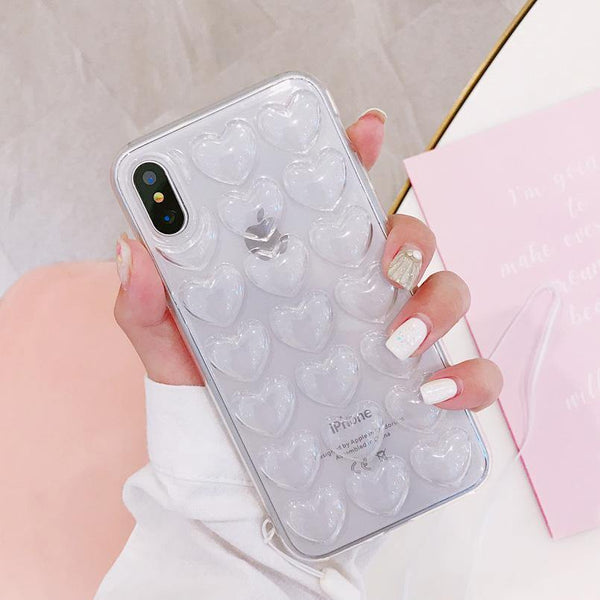 Planet Gates USLION 3D Love Heart Phone Case For iPhone X XS Max XR Cartoon Cases For iPhone 7 8 6 6S Plus Soft TPU Back Cover With Lanyard