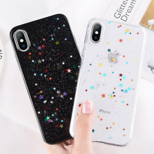 Planet Gates USLION Bling Powder Phone Case For iPhone X Glitter Stras TPU Silicone Back Cover For iPhone 7 8 6 6S Plus Clear Shell Cases