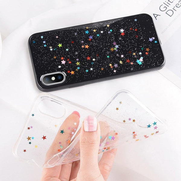 Planet Gates USLION Bling Powder Phone Case For iPhone X Glitter Stras TPU Silicone Back Cover For iPhone 7 8 6 6S Plus Clear Shell Cases