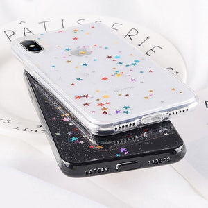 Planet Gates USLION Bling Powder Phone Case For iPhone X Glitter Stras TPU Silicone Back Cover For iPhone 7 8 6 6S Plus Clear Shell Cases
