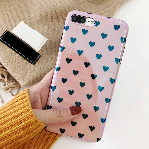 Planet Gates USLION Blu-ray Laser Gradient Case For iPhone X 8 Love Heart Phone Cases For iPhone 6 6S 7 8 Plus Glossy Soft Silicon Back Cover