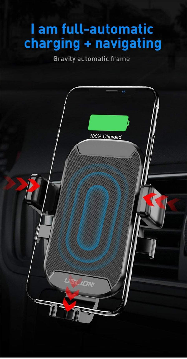 Planet Gates USLION Car Holder Qi Wireless Charger For iPhone 7 8 XS MAX XR 10W Fast Wireless Charging Car Phone Holder For Samsung Note 9 S9