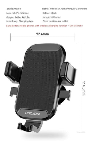 Planet Gates USLION Car Holder Qi Wireless Charger For iPhone 7 8 XS MAX XR 10W Fast Wireless Charging Car Phone Holder For Samsung Note 9 S9