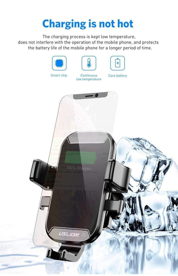 Planet Gates USLION Car Holder Qi Wireless Charger For iPhone 7 8 XS MAX XR 10W Fast Wireless Charging Car Phone Holder For Samsung Note 9 S9