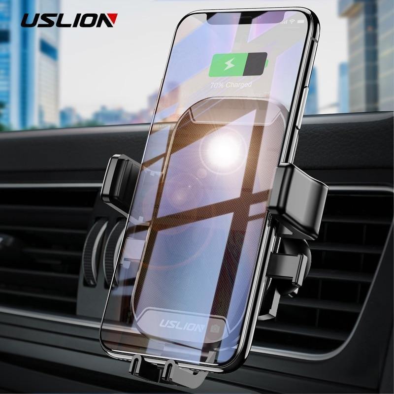 Planet Gates USLION Car Holder Qi Wireless Charger For iPhone 7 8 XS MAX XR 10W Fast Wireless Charging Car Phone Holder For Samsung Note 9 S9