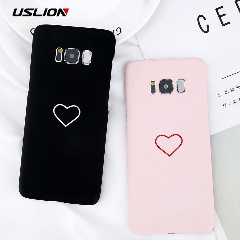 Planet Gates USLION Cartoon Couples Love Heart Case For Samsung Galaxy S8 S9 Plus Hard PC Phone Cover For Samsung Note 8 S8 S7 S7 Edge Cases