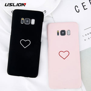 Planet Gates USLION Cartoon Couples Love Heart Case For Samsung Galaxy S8 S9 Plus Hard PC Phone Cover For Samsung Note 8 S8 S7 S7 Edge Cases
