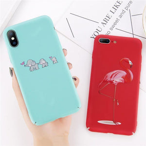 Planet Gates USLION Cartoon Flamingo Phone Case For iPhone 8 Plus Cute Elephant Pattern Cases For iPhone X 8 7 6 6S Plus Hard PC Back Cover