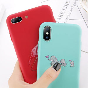 Planet Gates USLION Cartoon Flamingo Phone Case For iPhone 8 Plus Cute Elephant Pattern Cases For iPhone X 8 7 6 6S Plus Hard PC Back Cover