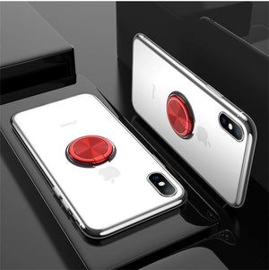 Planet Gates USLION Clear Case For iPhone 7 8 Plus XR XS Max X Hide Ring Stand Holder Transparent Phone Cases for iPhone 6 6s Plus Soft Cover
