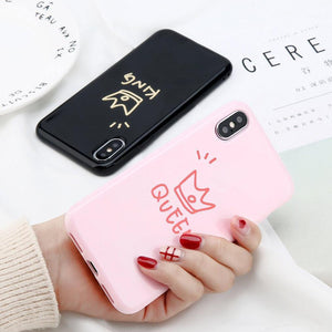 Planet Gates USLION Crown Phone Case For iPhone XS MAX 6 6s Plus Letter KING Back Cover Love Heart Soft TPU Cases For iPhone XR X 8 7 Plus