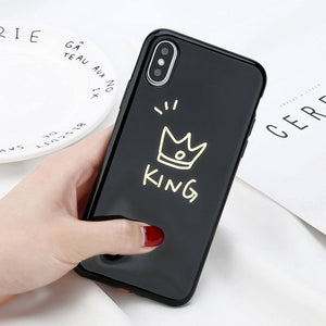 Planet Gates USLION Crown Phone Case For iPhone XS MAX 6 6s Plus Letter KING Back Cover Love Heart Soft TPU Cases For iPhone XR X 8 7 Plus