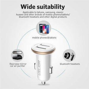 Planet Gates USLION Dual USB Car Charger Mini Car Phone Charger 2.4A Charging 2 USB Port Car-Charger for iPhone XS MAX XR X 8 Samsung Xiaomi