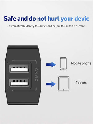 Planet Gates USLION Dual USB Charger Mobile Phone EU Charger Plug Adapter Wall charger cable for iPhone iPad Samsung Xiaomi 2A Fast Charging