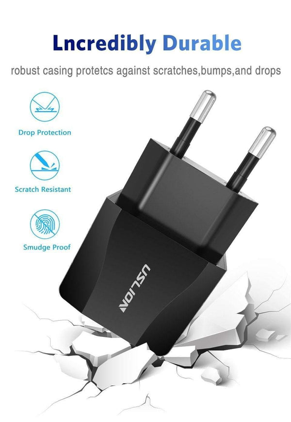 Planet Gates USLION Dual USB Charger Mobile Phone EU Charger Plug Adapter Wall charger cable for iPhone iPad Samsung Xiaomi 2A Fast Charging