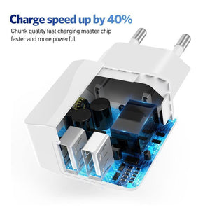 Planet Gates USLION Dual USB Charger Mobile Phone EU Charger Plug Adapter Wall charger cable for iPhone iPad Samsung Xiaomi 2A Fast Charging