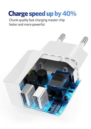 Planet Gates USLION Dual USB Charger Mobile Phone EU Charger Plug Adapter Wall charger cable for iPhone iPad Samsung Xiaomi 2A Fast Charging