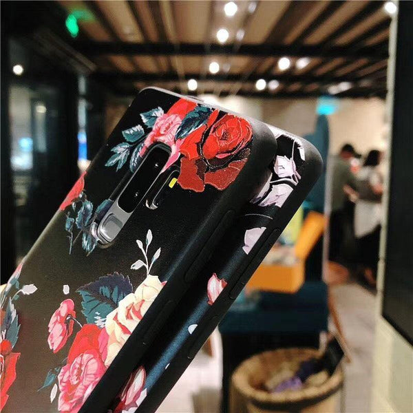 Planet Gates USLION Flower Phone Case For Samsung Galaxy S9 S8 Plus Matte Rose Floral Leaves Back Cover For Samsung Note 9 Soft TPU Cases